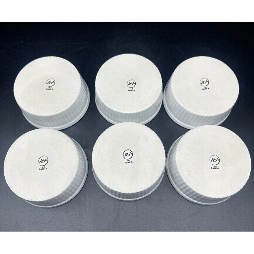 ITI European White‎ Ceramic Fluted Ramekin 6oz Set Of 6 NEW